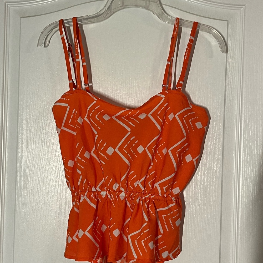 O'Neill Orange and White Geometric Camisole